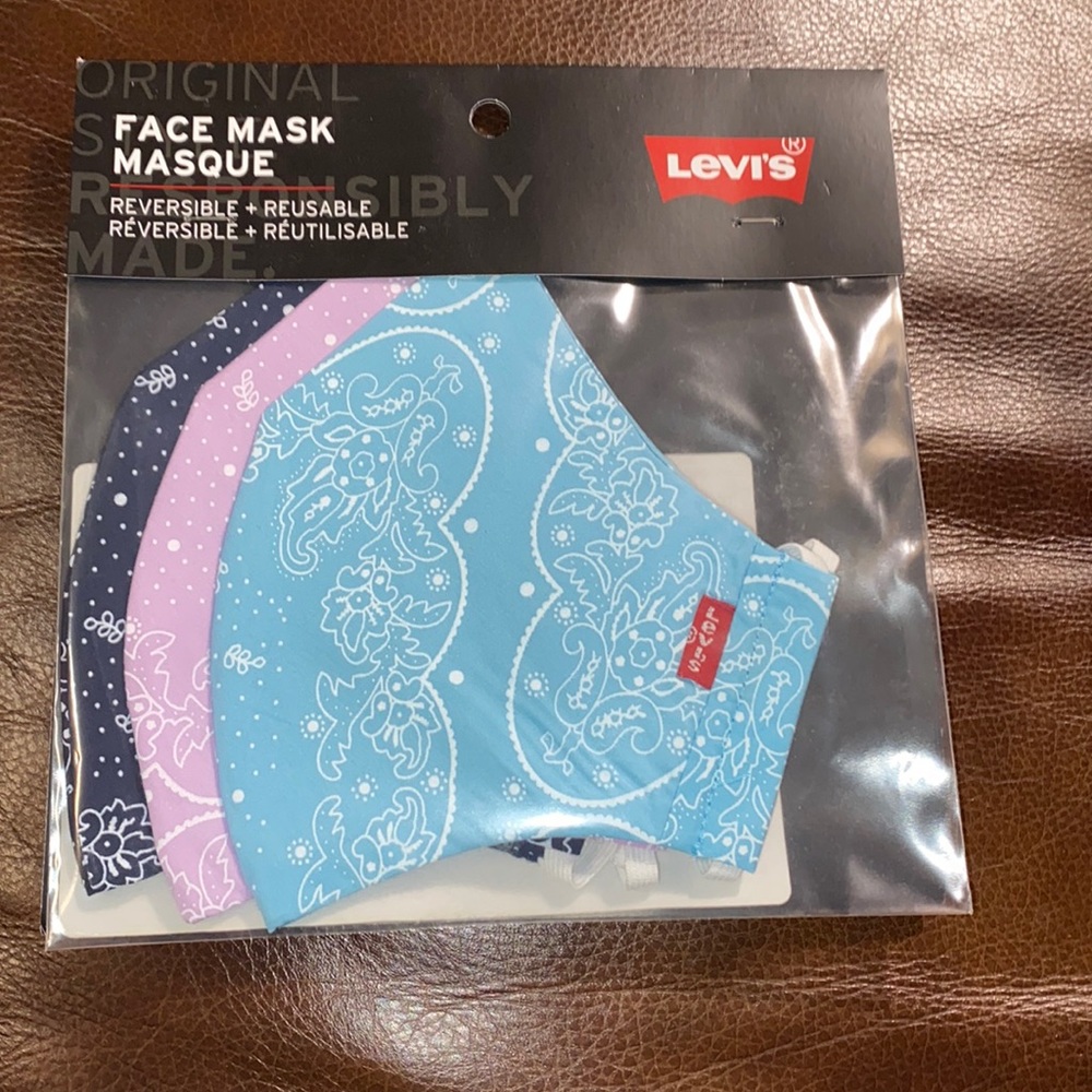 🌼 Levi’s | 3 pack - Reversible & Reusable Face Mask | Size: Large | A